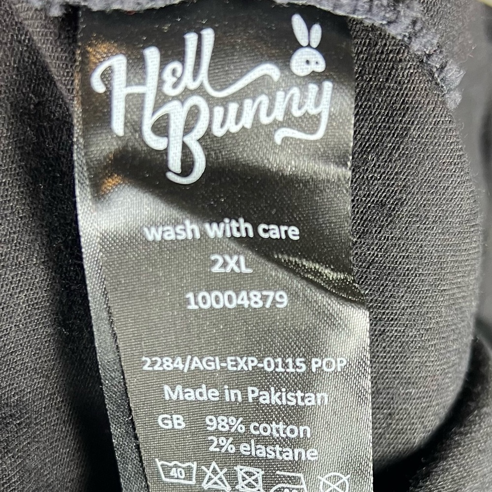 Hell Bunny Dress Womens 2XL Black Dakota Pinafore Denim Goth Pinup Punk Overall - Picture 9 of 10